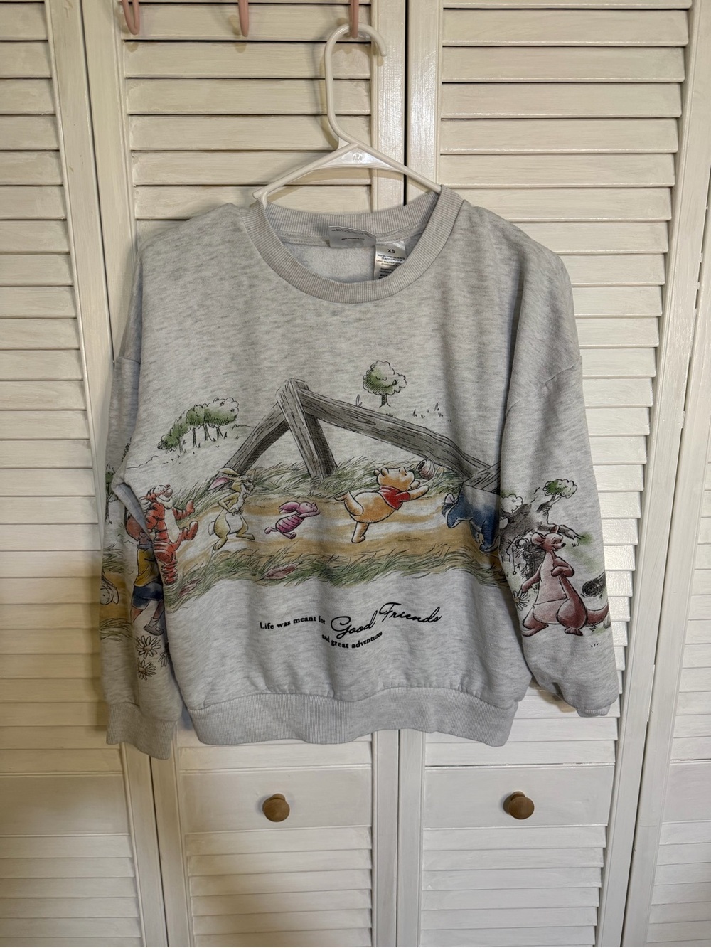 Disney Gray Winnie the Pooh Crewneck Sweatshirt with Character Graphic